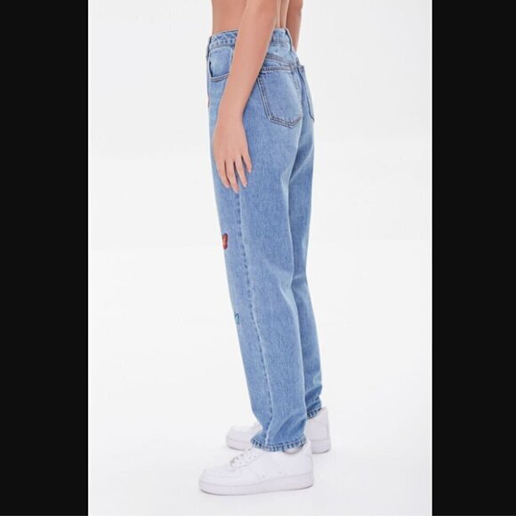 Forever 21 Relaxed Butterfly Patch Jeans 28" - Picture 3 of 7